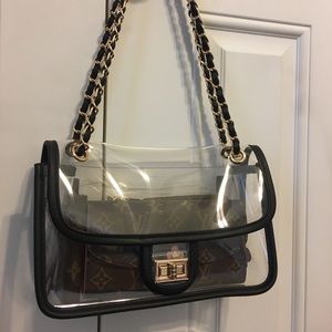 LAM Gallery Clear PVC Turn Lock Chain Bag